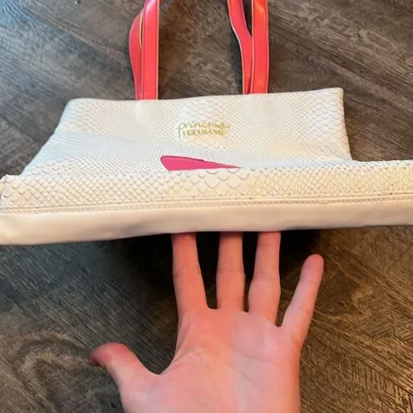 Princess Vera Wang Mermaid Scale Shoulder Tote Bag Pink White Hearts - Picture 5 of 9